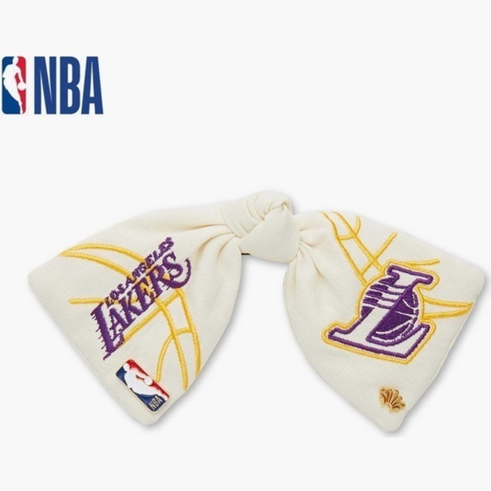 Lele Sadoughi NBA Lakers Hair Bow - Cream Purple::LIMITED EDITION 🏀 NWT